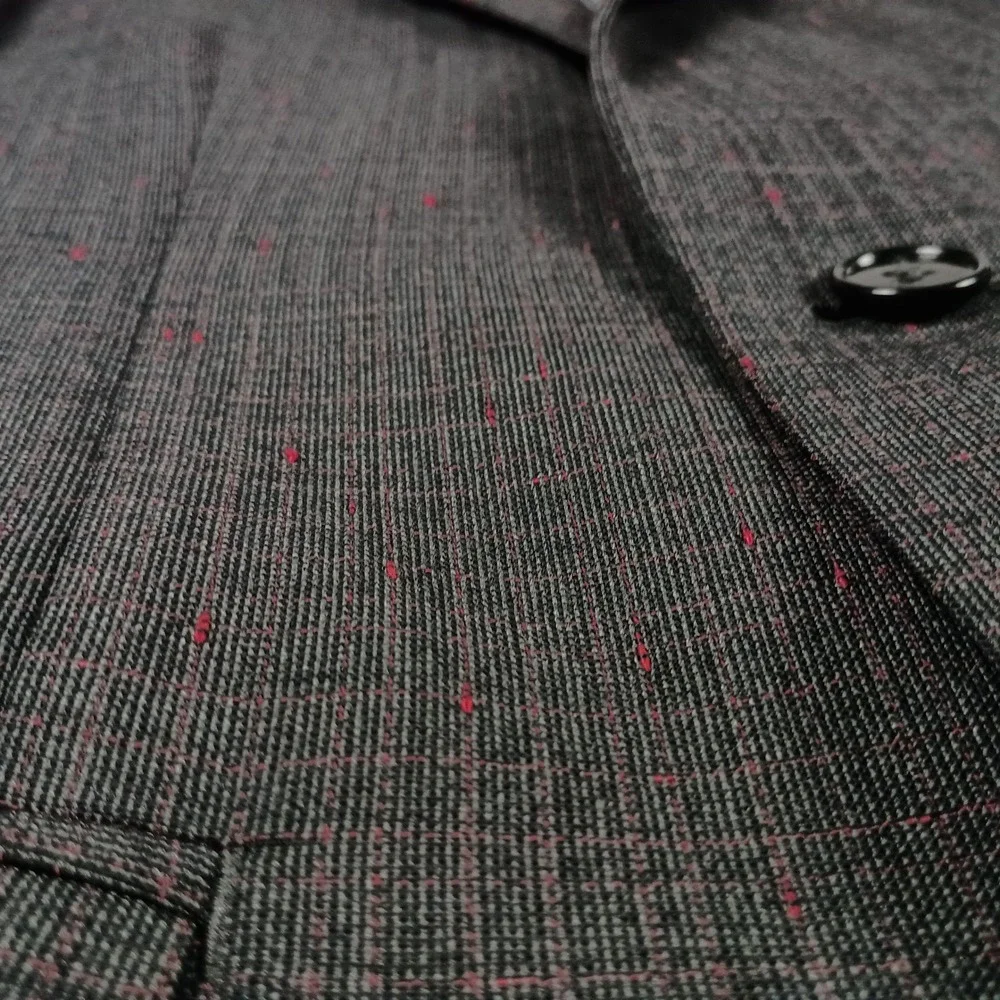 Arturo Calle 38 Regular Mens Grey Red Nep 100% Wool Italian Fabric Blazer